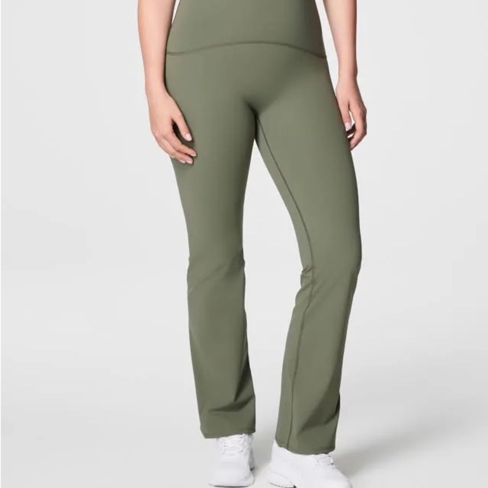 Spanx Olive Green hight waisted flare leggings